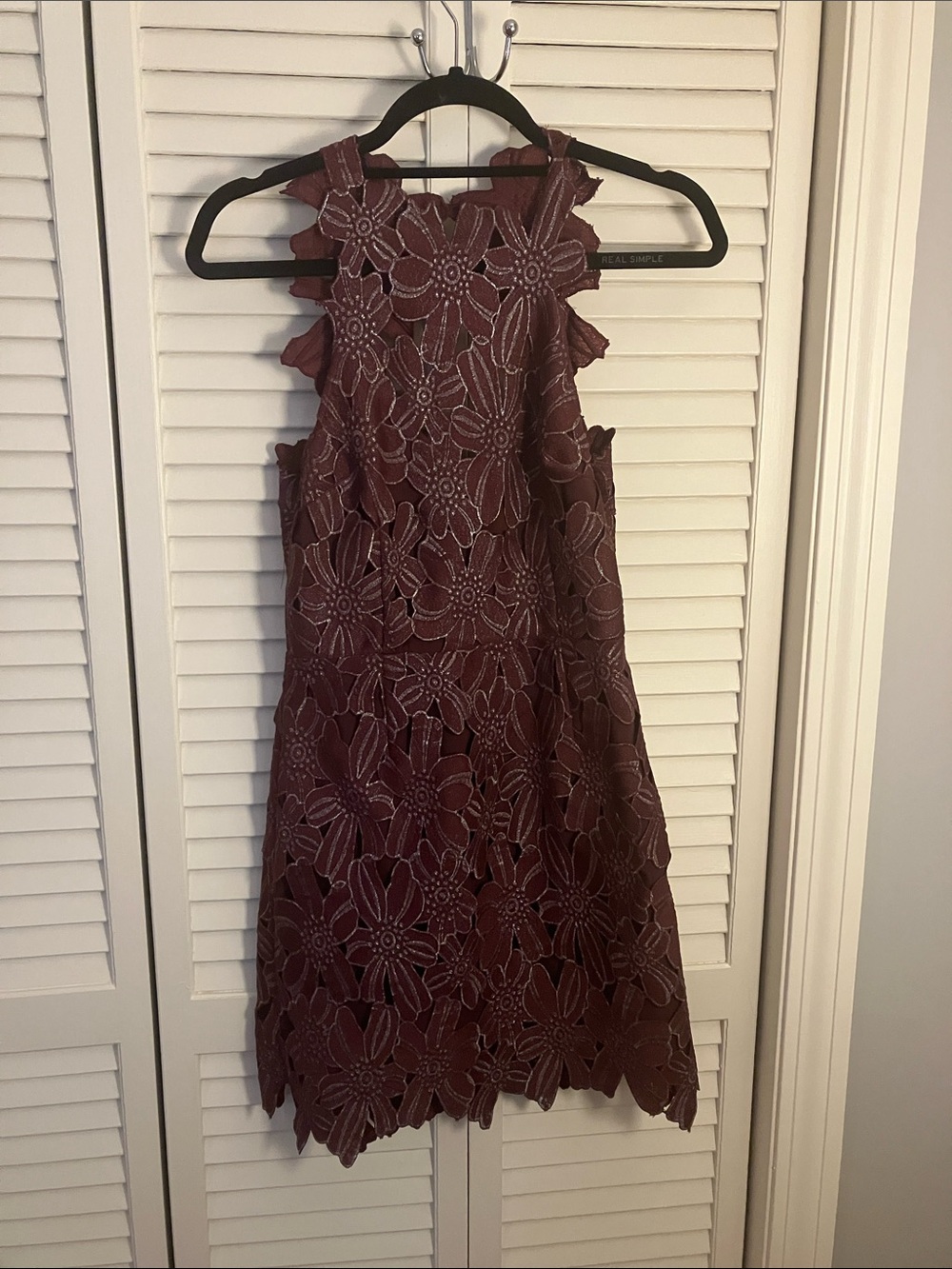 Free People Floral Lace Mini Dress in Wine
